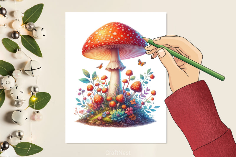 Colorful Mushrooms Clipart Bundle - CraftNest - Digital Crafting and Art