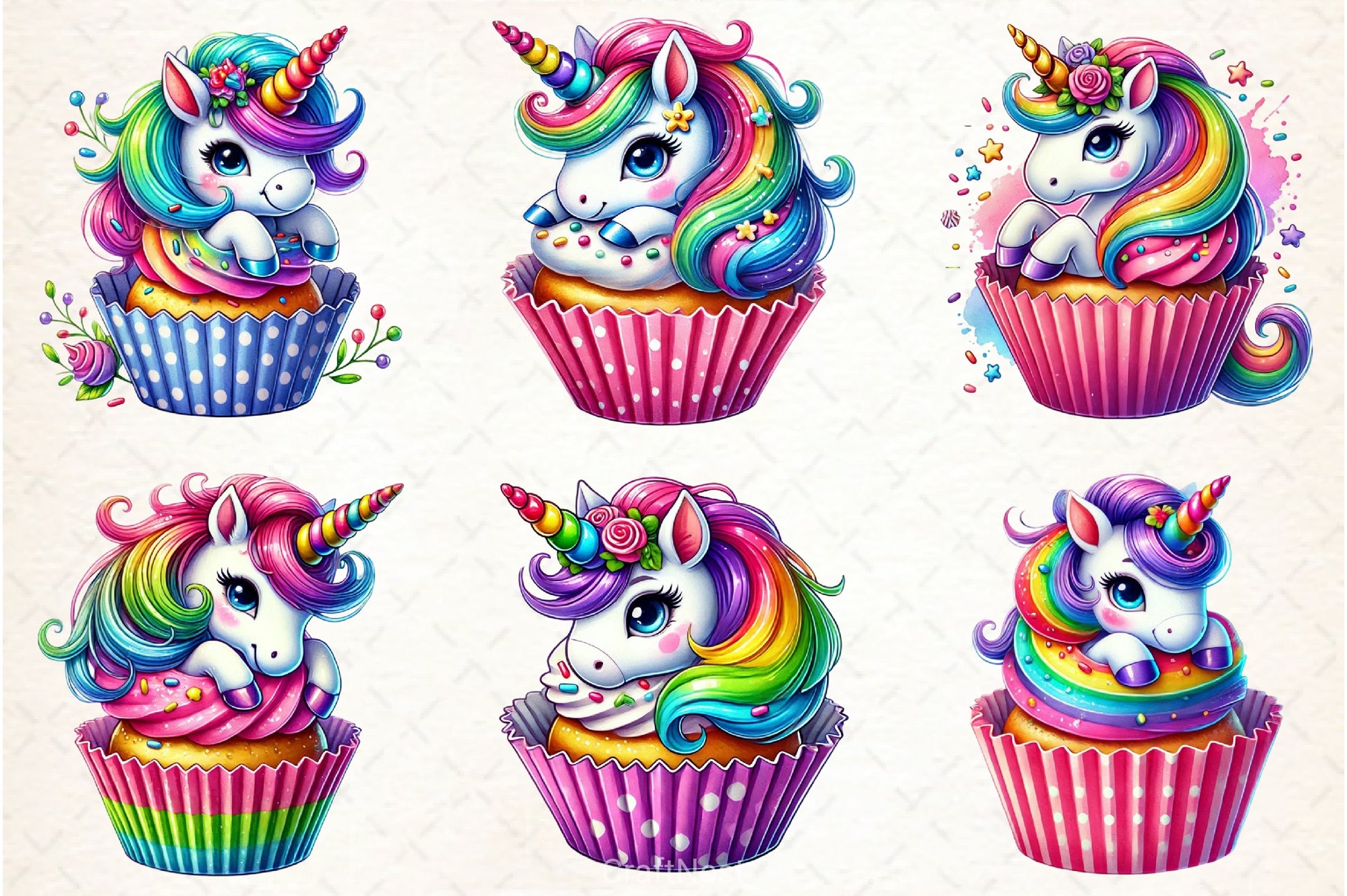 Unicorn Cupcake Clipart Bundle - CraftNest - Digital Crafting and Art