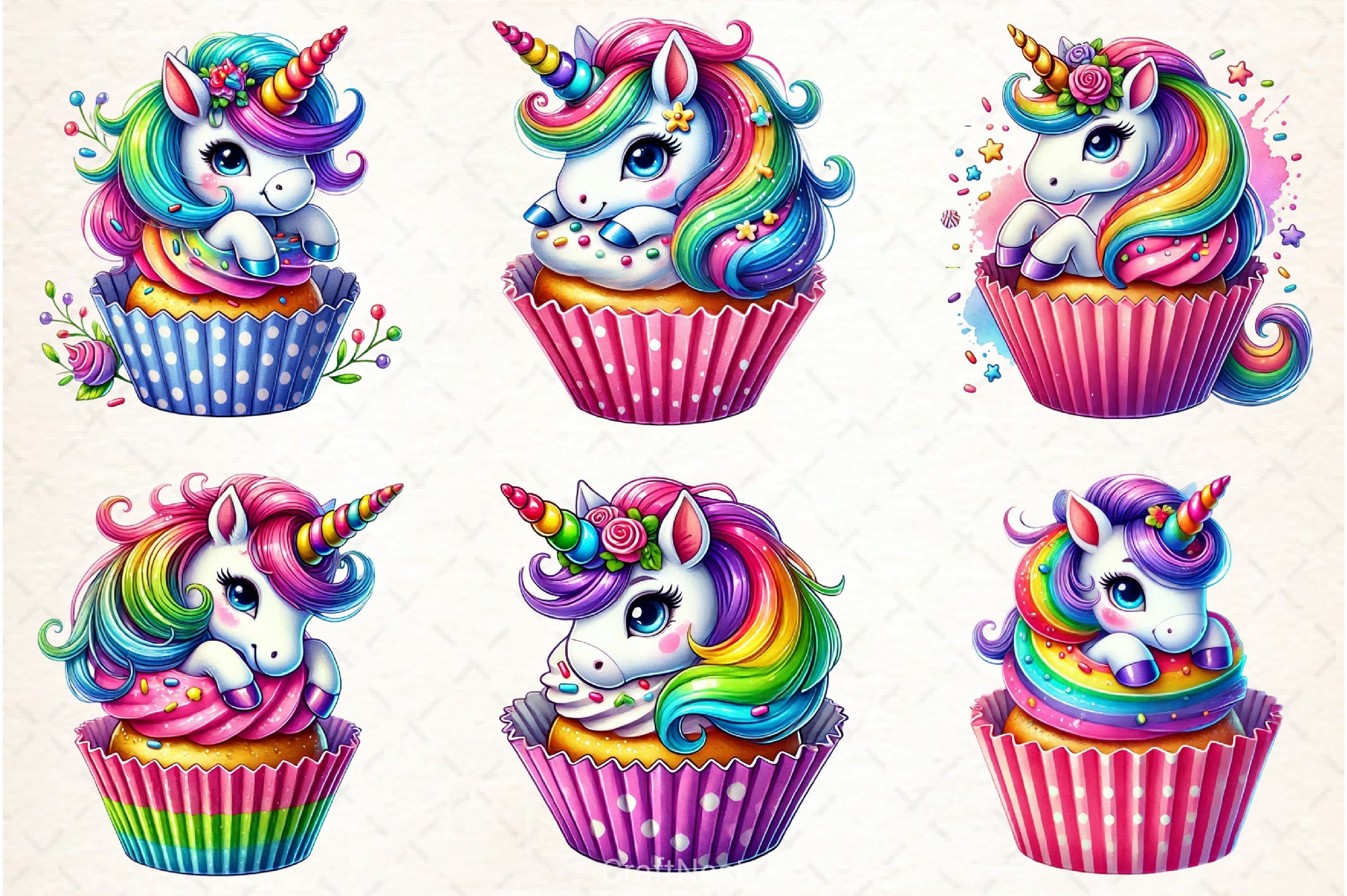 Unicorn Cupcake Clipart Bundle - CraftNest - Digital Crafting and Art