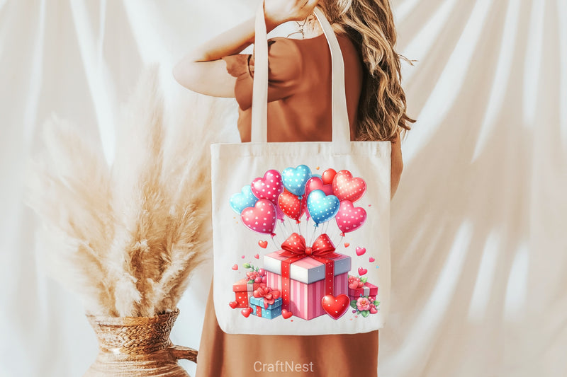 Valentine Gift Box Balloons Clipart Bundle - CraftNest - Digital Crafting and Art