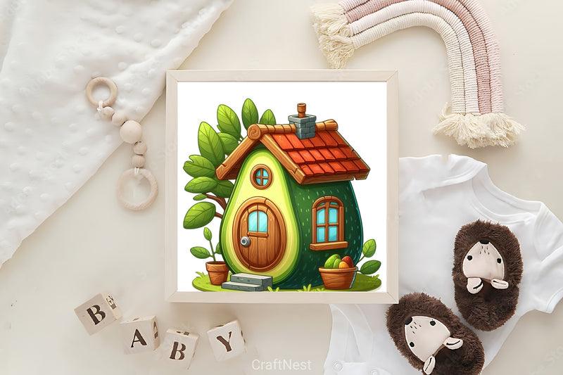 Kawaii Avocado House Clipart Bundle - CraftNest - Digital Crafting and Art