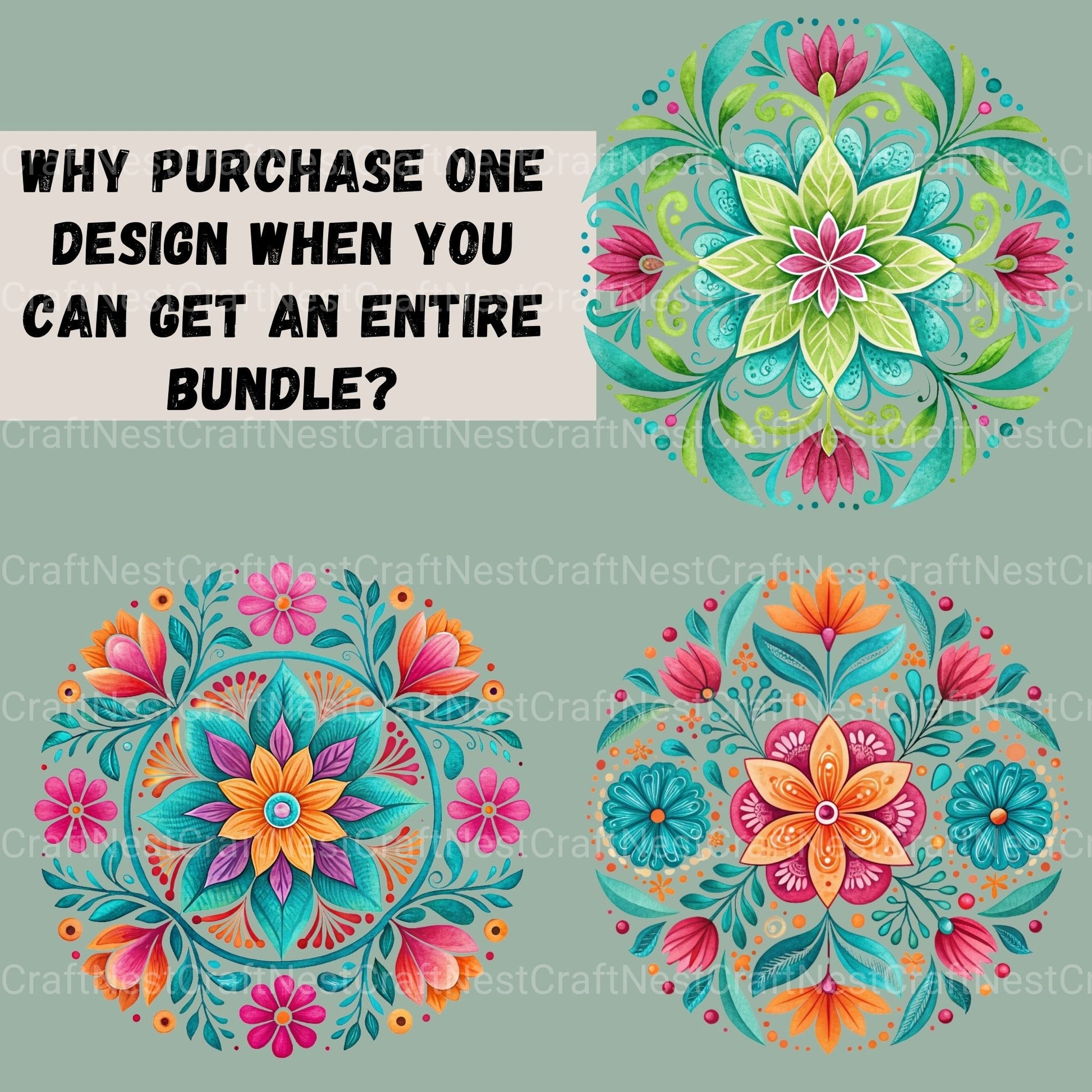 Mexican Flowers Circular Clipart Bundle - CraftNest - Digital Crafting and Art