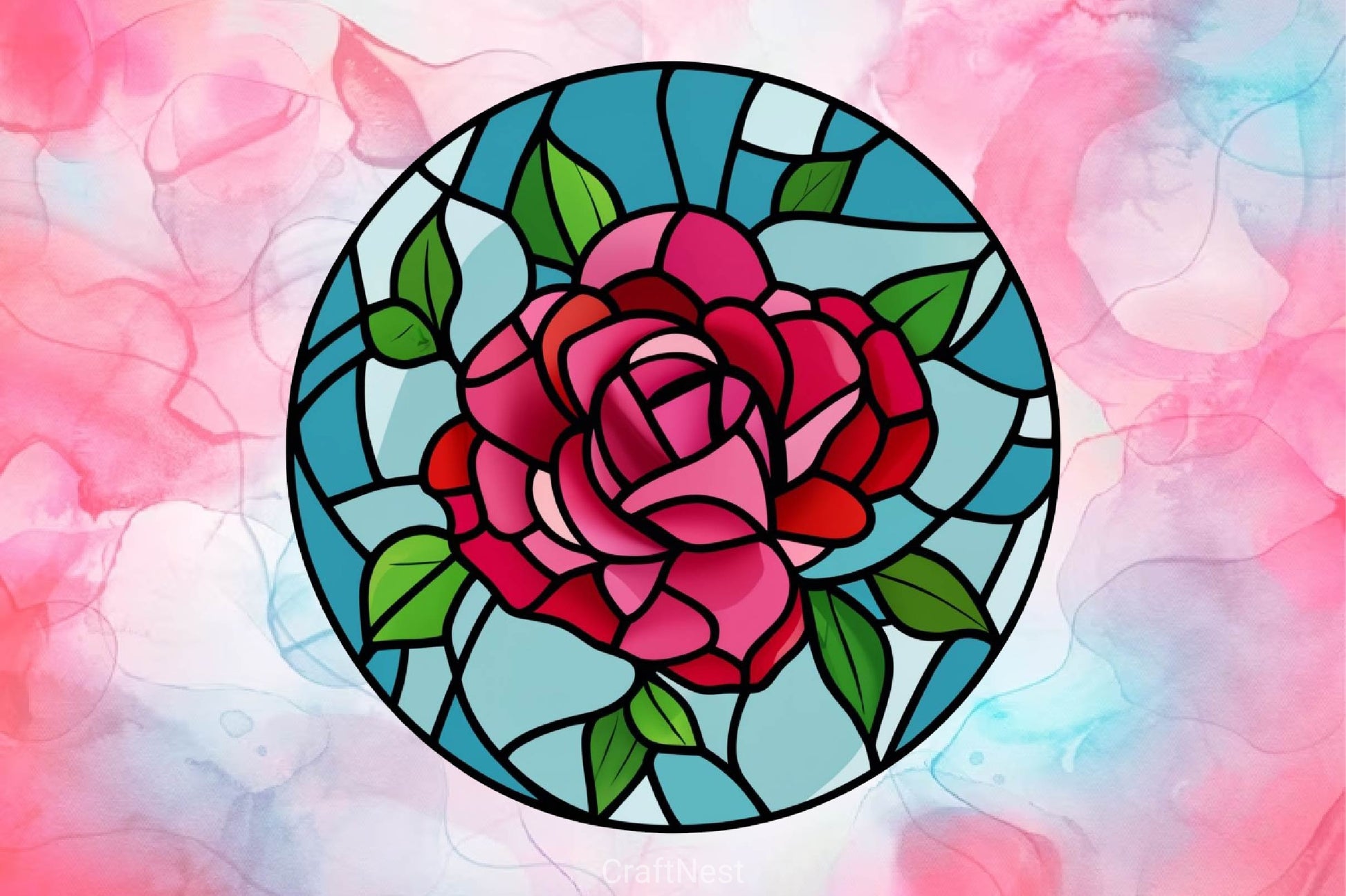 Red Rose Stained Glass Windows Clipart Bundle - CraftNest - Digital Crafting and Art