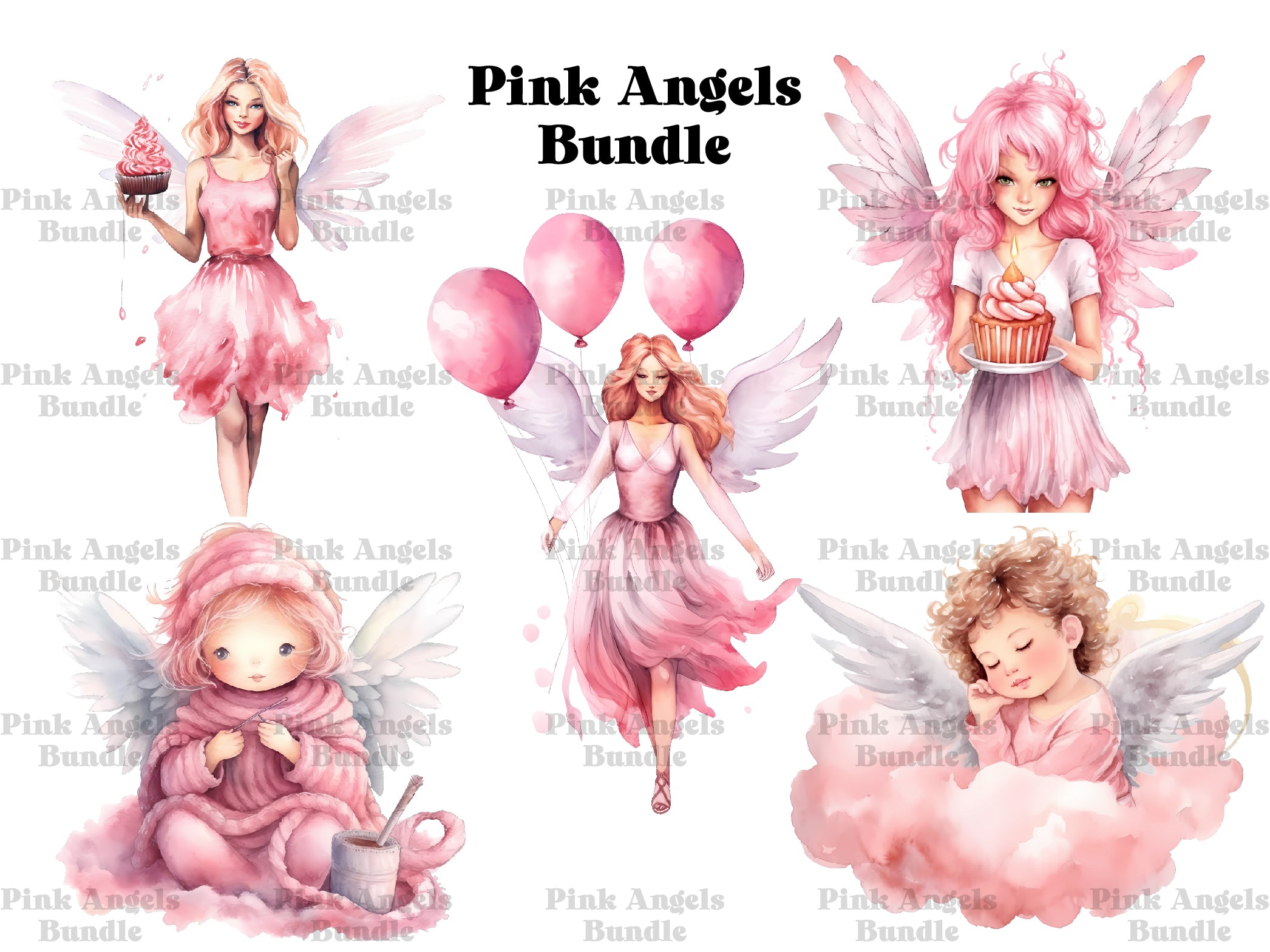 Pink Angels Clipart - CraftNest