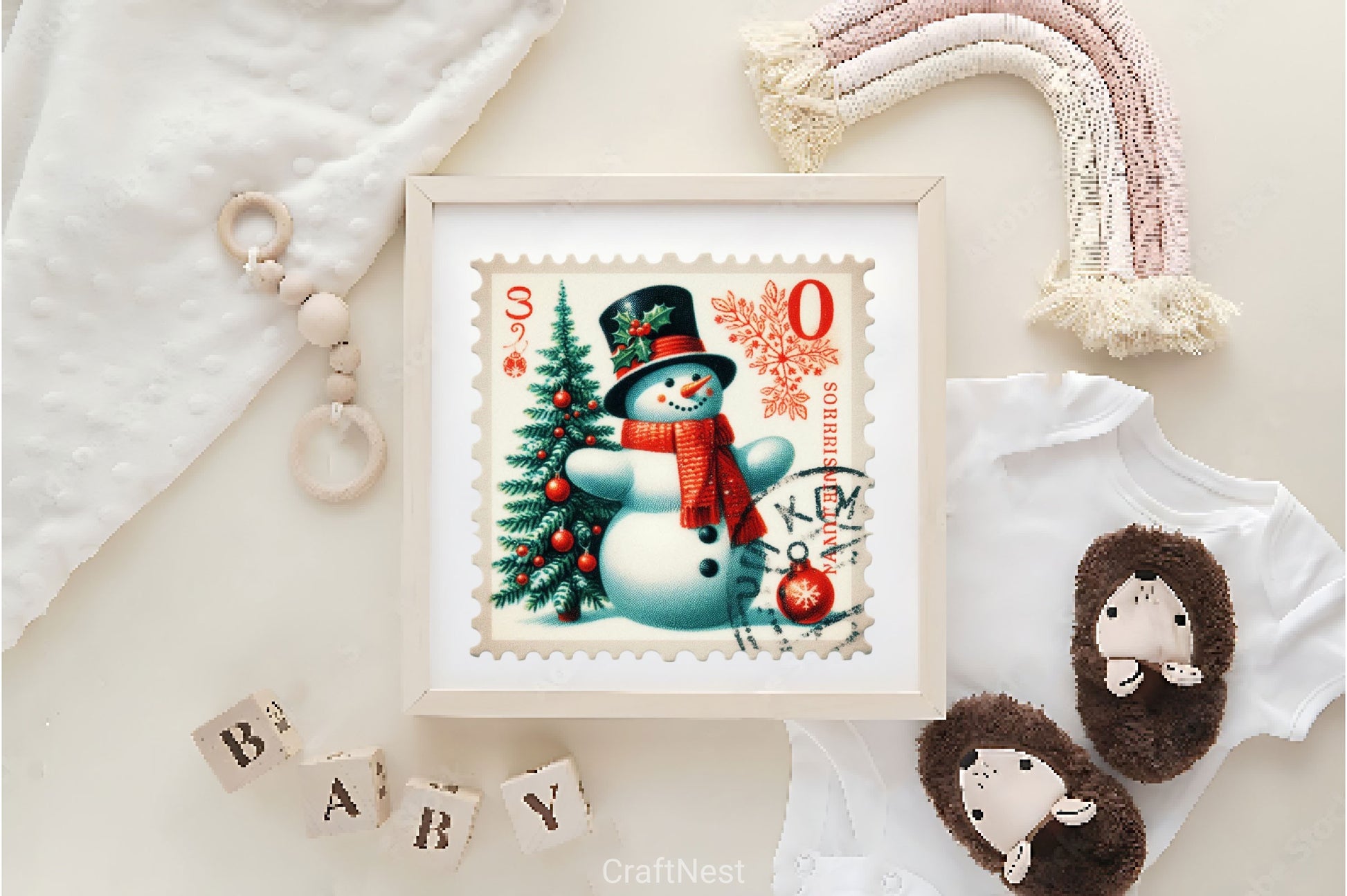 Christmas Snowman Postage Stamps Clipart Bundle 2 - CraftNest - Digital Crafting and Art