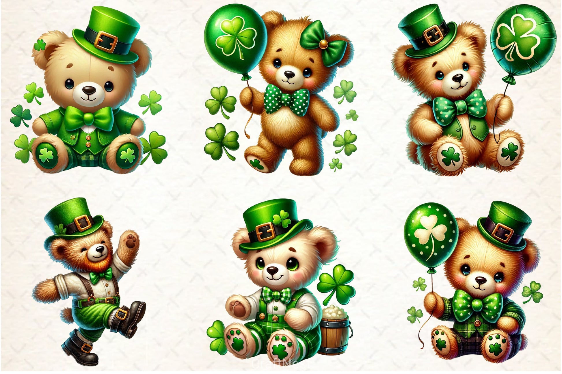 St Patrick's Teddy Bear Clipart Bundle - CraftNest - Digital Crafting and Art