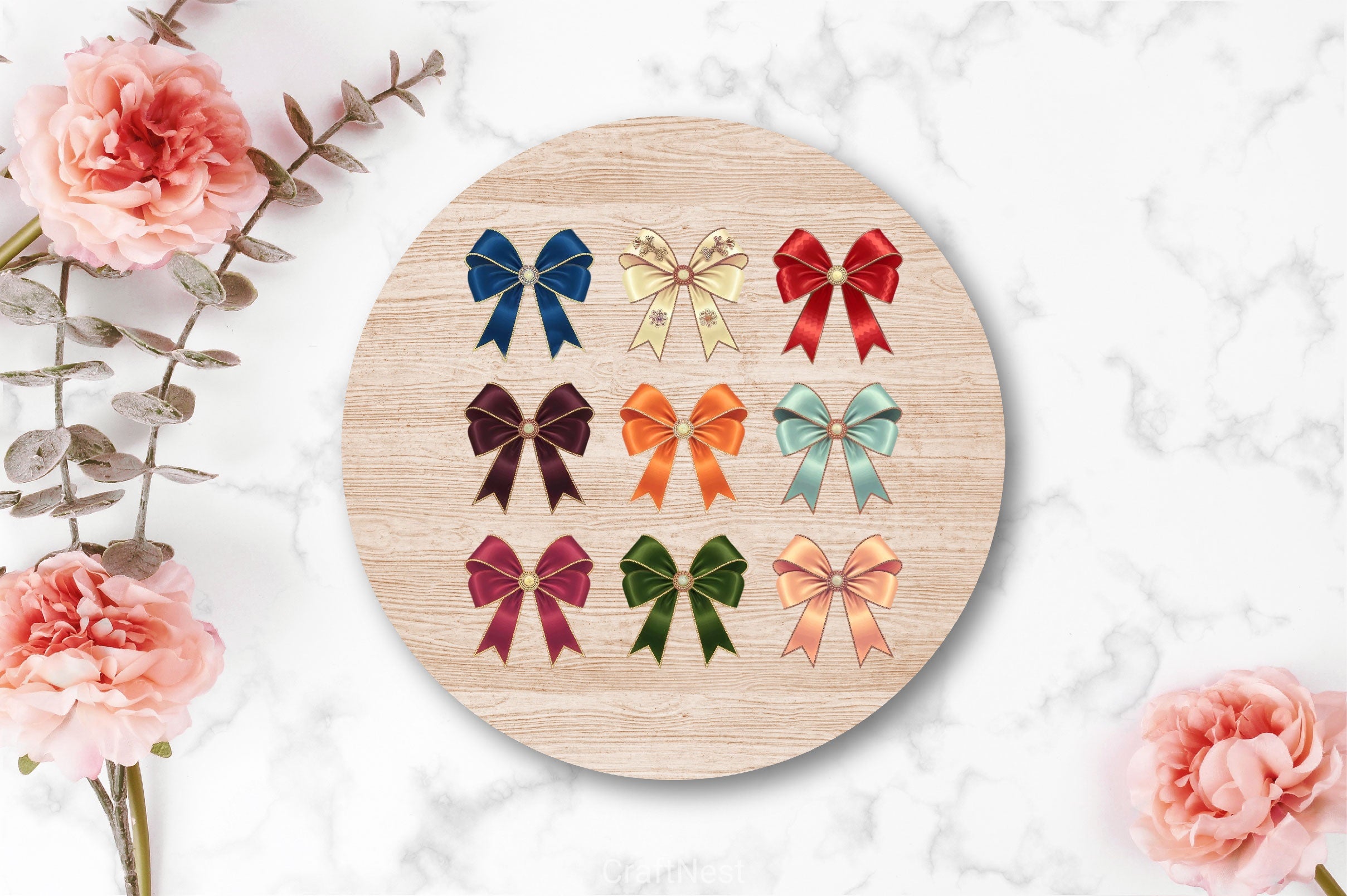 Christmas Bows Vintage Christmas Clipart Bundle - CraftNest - Digital Crafting and Art