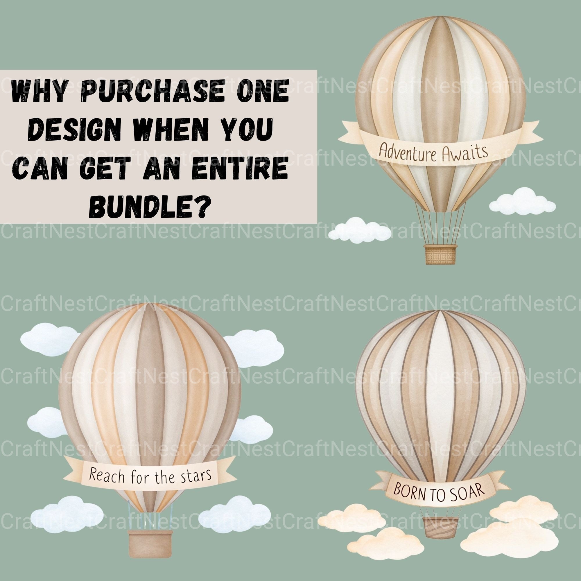Hot Air Balloons Nursery Quotes Clipart Bundle - CraftNest - Digital Crafting and Art