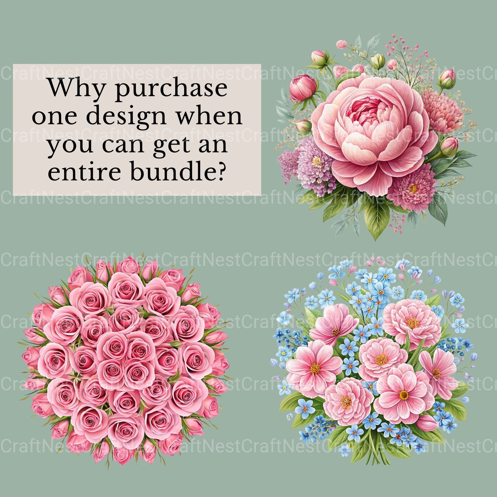 Pink Coquette Flowers Clipart Bundle - CraftNest - Digital Crafting and Art
