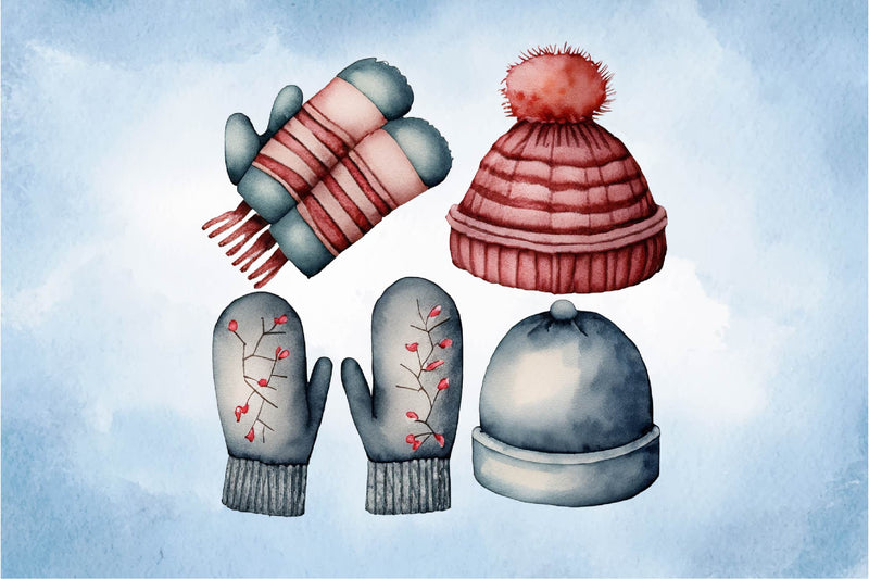 Winter Cute Set Of Mittens Clipart Bundle - CraftNest - Digital Crafting and Art