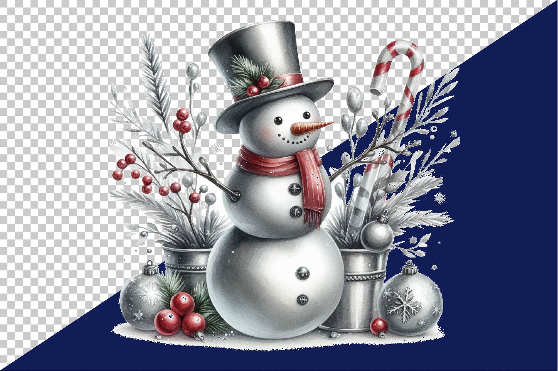 Silver Christmas Snowman Clipart Bundle 1 - CraftNest - Digital Crafting and Art
