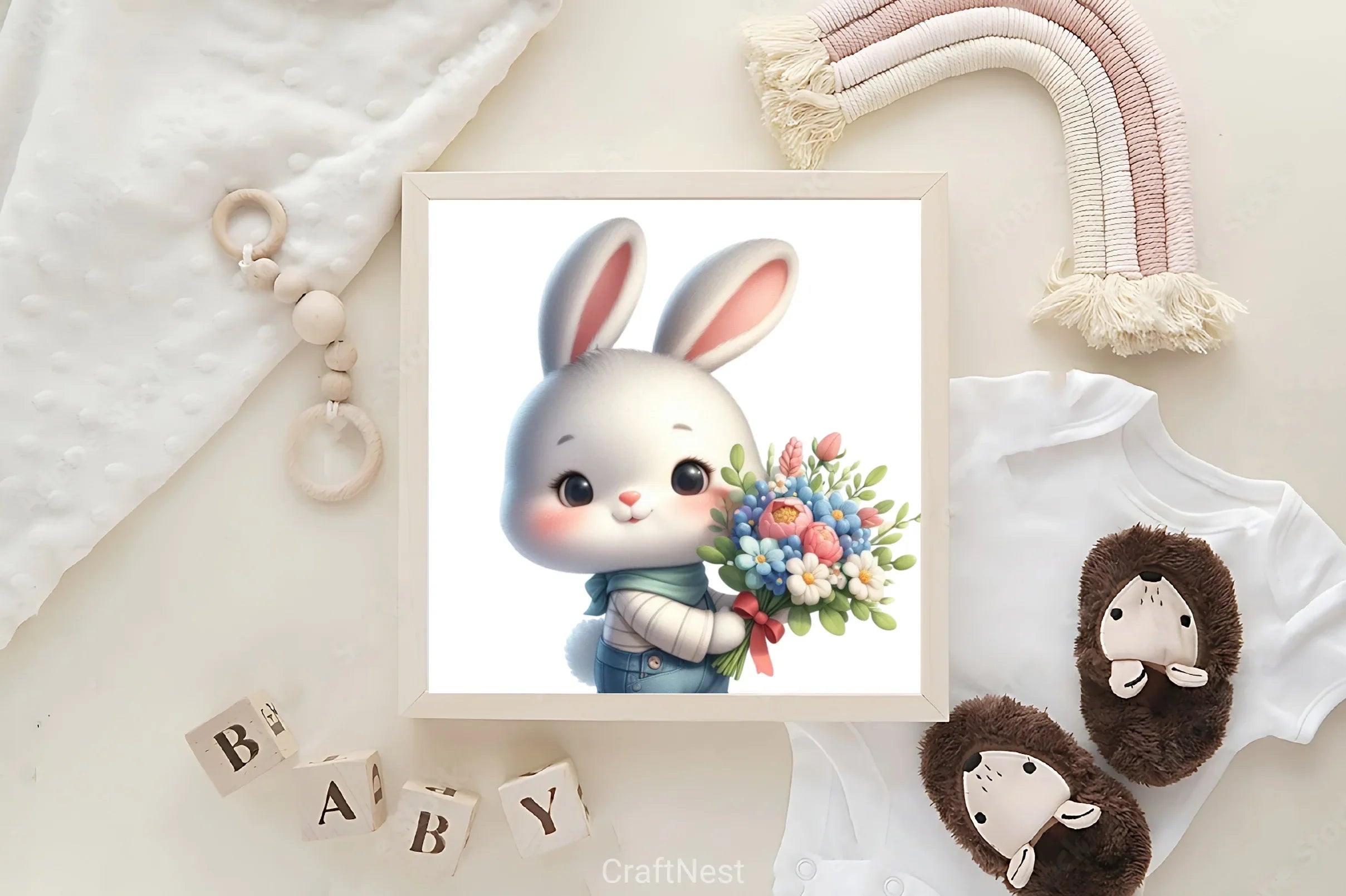Floral Bunny Clipart Bundle - CraftNest - Digital Crafting and Art