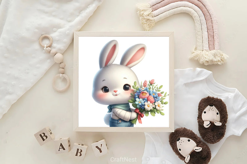 Floral Bunny Clipart Bundle - CraftNest - Digital Crafting and Art