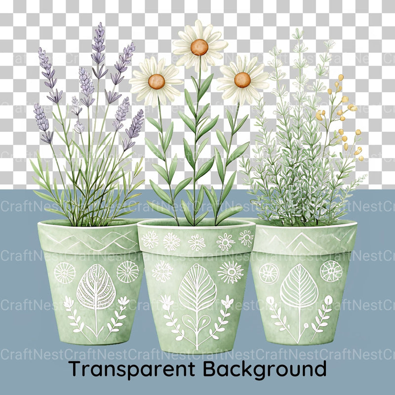 Potted Flowers Clipart Bundle - CraftNest - Digital Crafting and Art