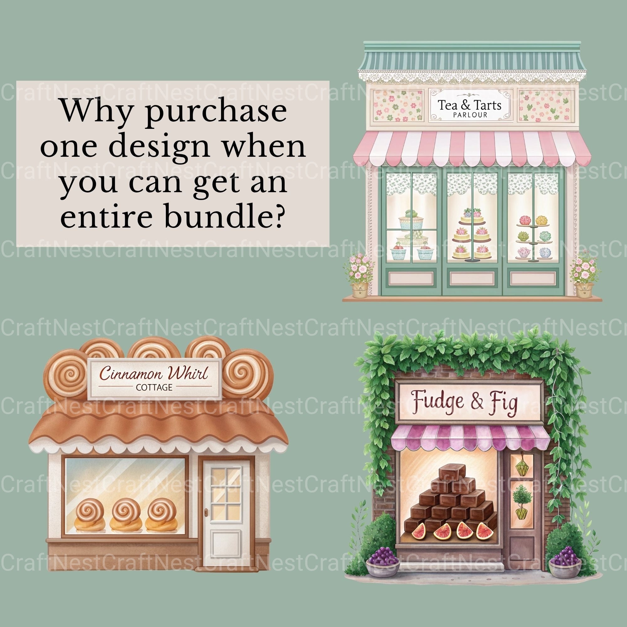 Village Shops Bakeries Clipart Bundle - CraftNest - Digital Crafting and Art