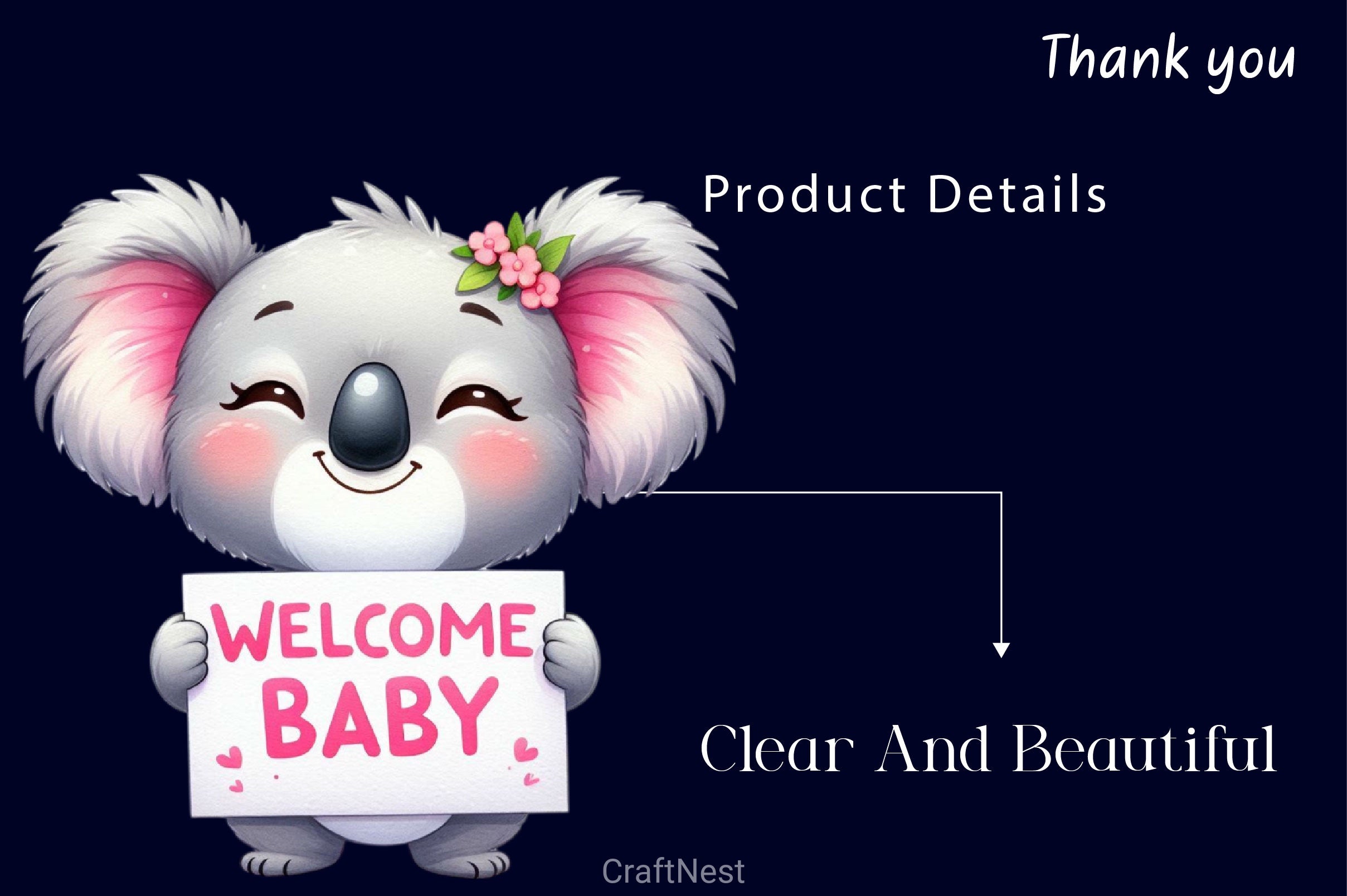 Set Of Pink Welcome Baby Clipart Bundle - CraftNest - Digital Crafting and Art