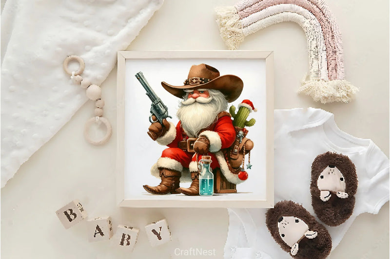 Vintage Christmas Cowboy Santa Clipart Bundle 2 - CraftNest - Digital Crafting and Art