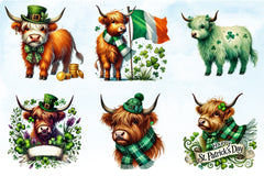 St Patrick's Day Highland Cow Clipart Bundle - CraftNest - Digital Crafting and Art