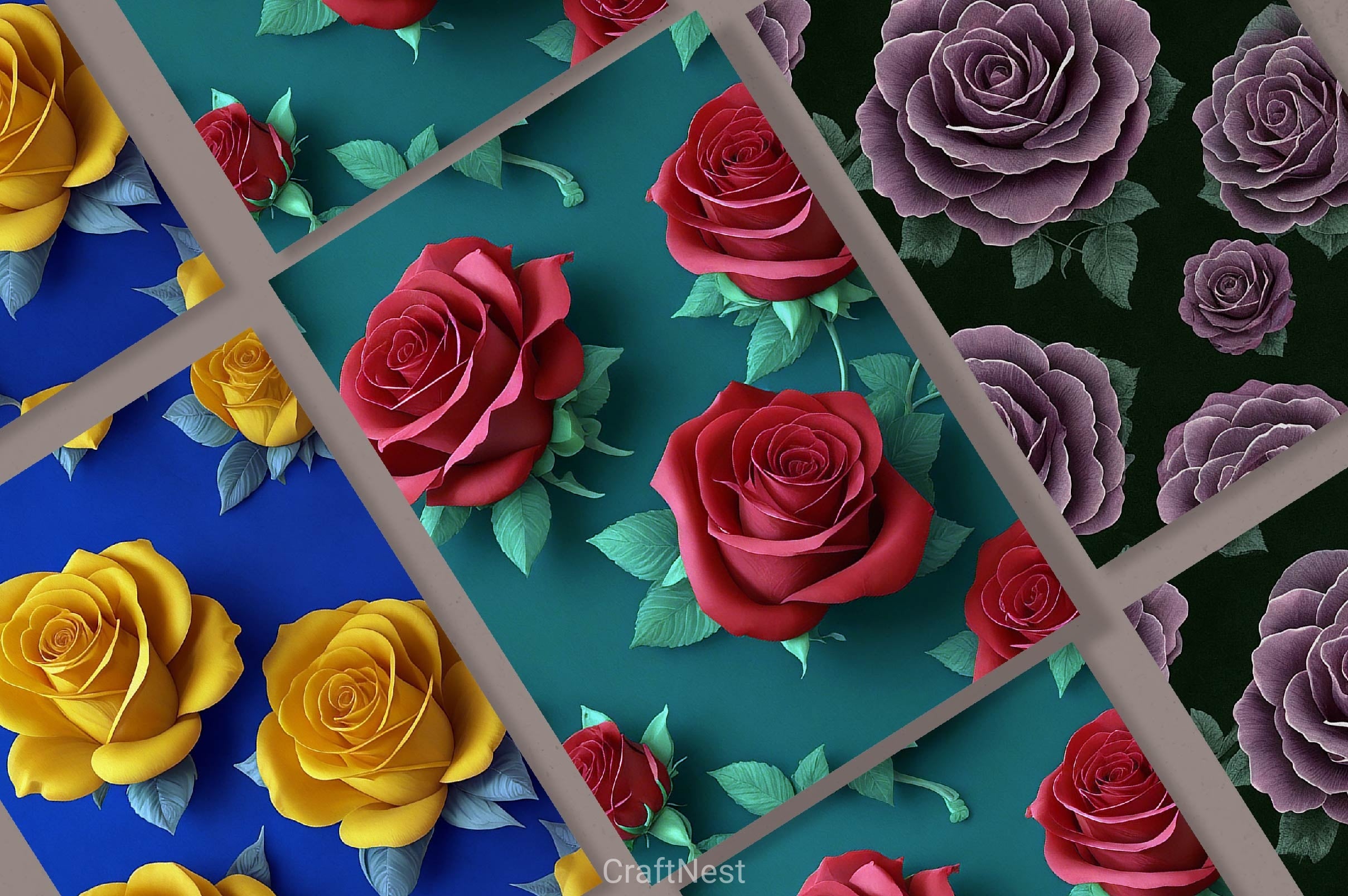 Roses Bohemian Floral Digital Papers - CraftNest - Digital Crafting and Art