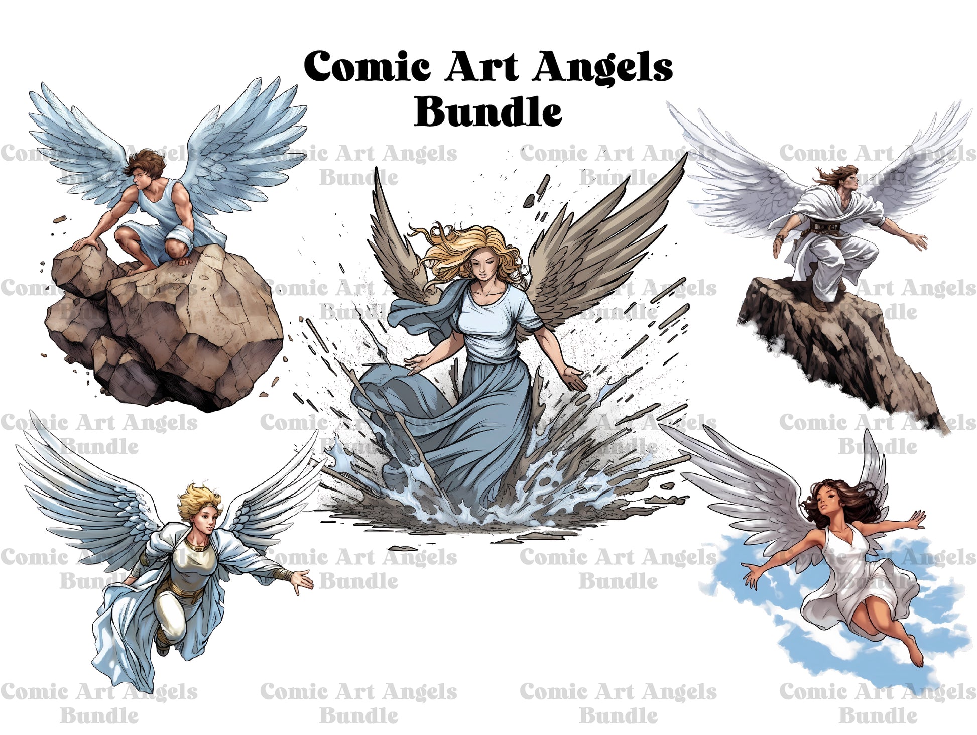 Comic Art Angels Clipart - CraftNest