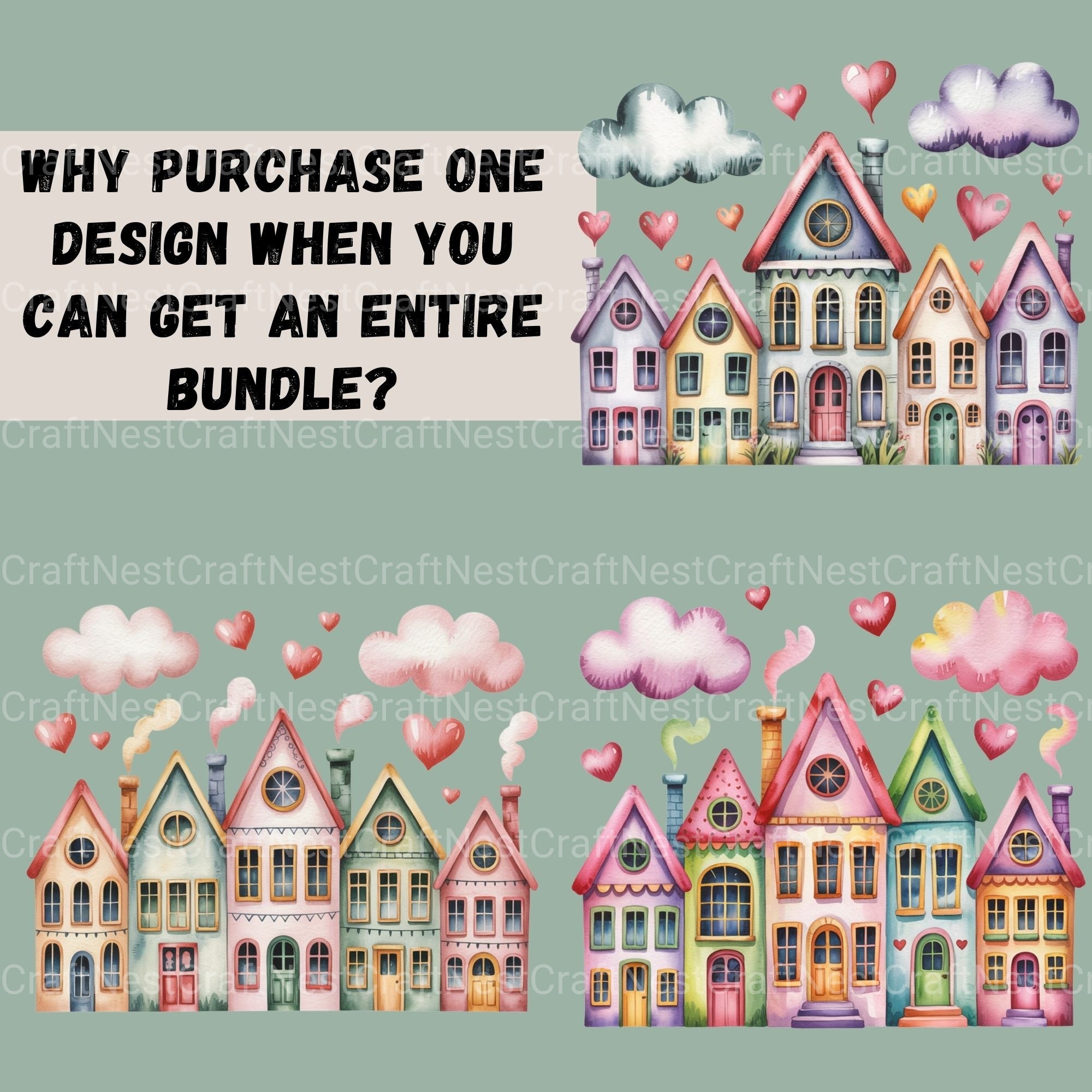 Row Houses 2 Clipart Bundle - CraftNest - Digital Crafting and Art