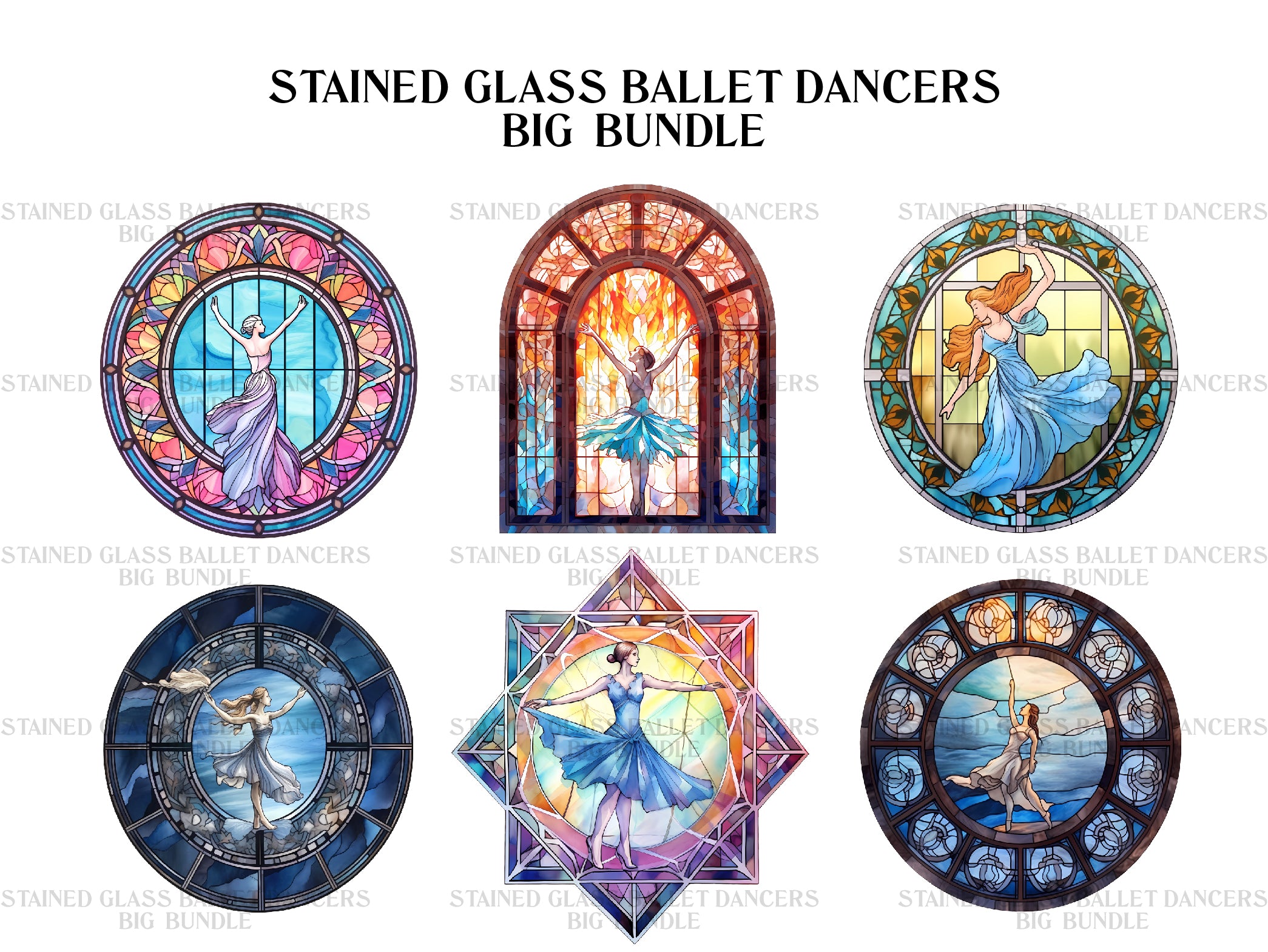 Stained Glass Ballet Dancers Clipart - CraftNest