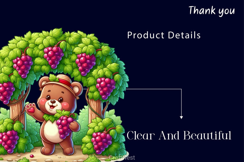 Teddy Bear In Grape Garden Clipart Bundle - CraftNest - Digital Crafting and Art