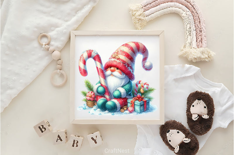 Christmas Candy Cane Icing Gnome Clipart Bundle - CraftNest - Digital Crafting and Art