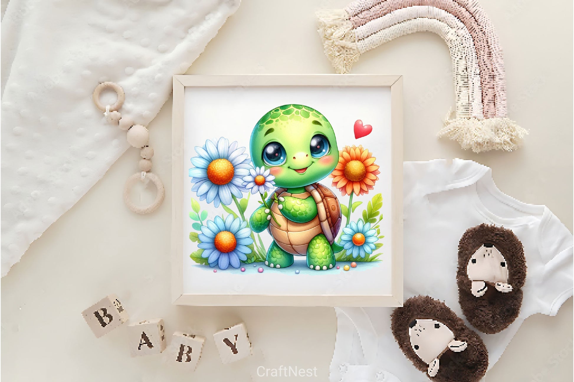 Baby Turtle Flowers Clipart Bundle - CraftNest - Digital Crafting and Art