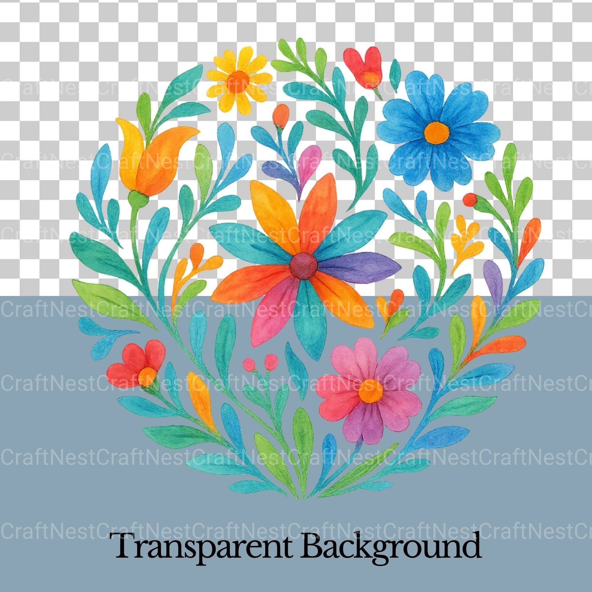 Mexican Flowers Circle Clipart Bundle - CraftNest - Digital Crafting and Art