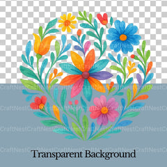 Mexican Flowers Circle Clipart Bundle - CraftNest - Digital Crafting and Art