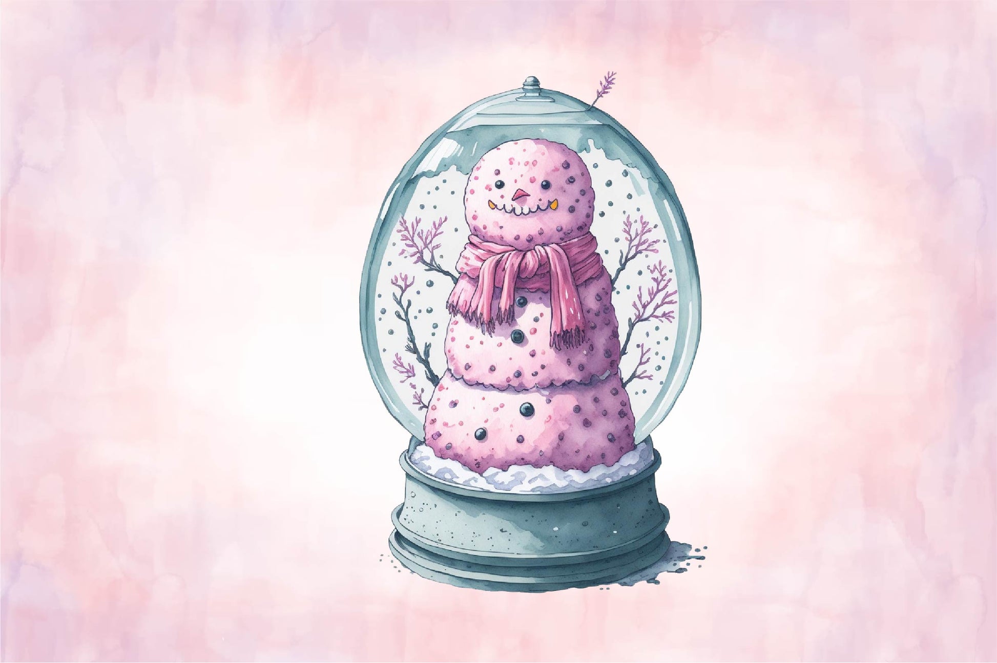 Pink Snowman In Snow Globe Clipart Bundle 1 - CraftNest - Digital Crafting and Art