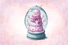 Pink Snowman In Snow Globe Clipart Bundle 1 - CraftNest - Digital Crafting and Art