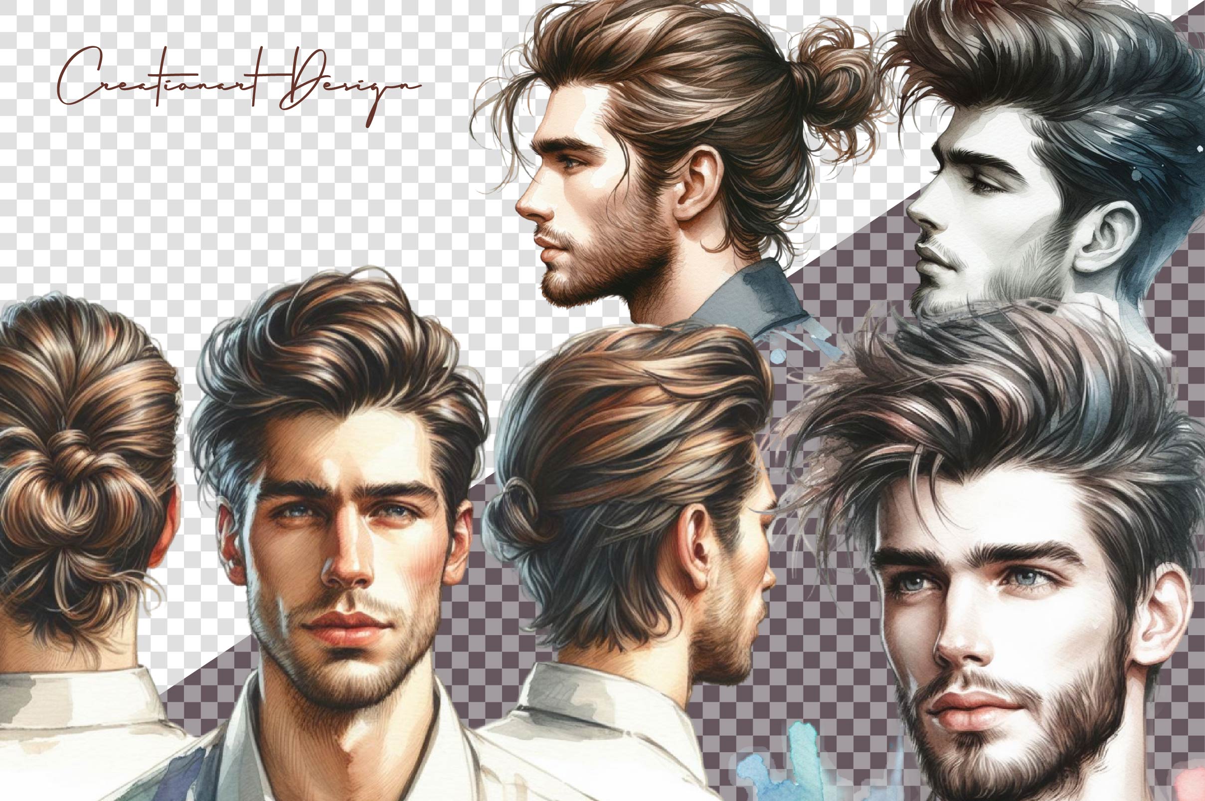 Male Hairstyle Clipart Bundle - CraftNest - Digital Crafting and Art