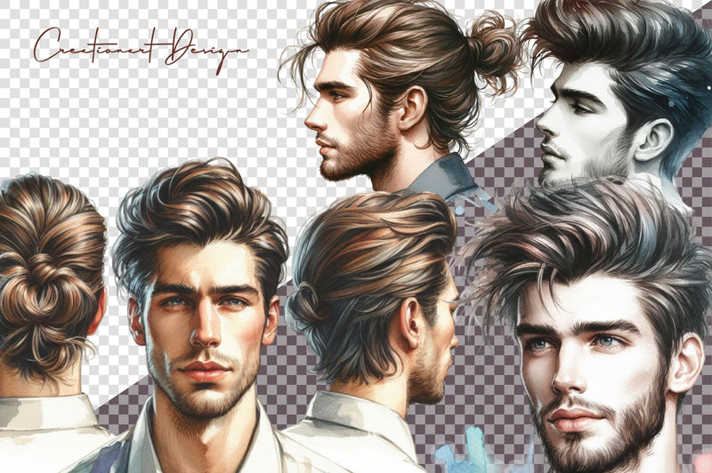 Male Hairstyle Clipart Bundle - CraftNest - Digital Crafting and Art