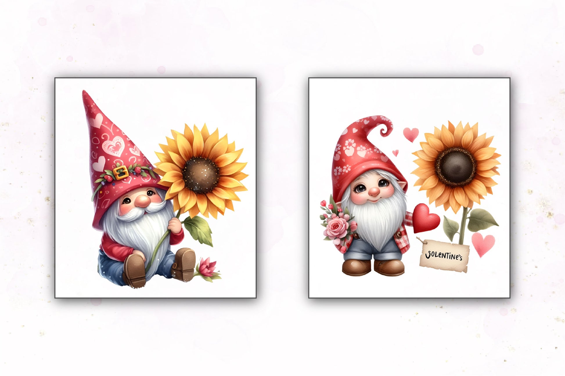 Valentine Gnome Sunflower Clipart Bundle - CraftNest - Digital Crafting and Art