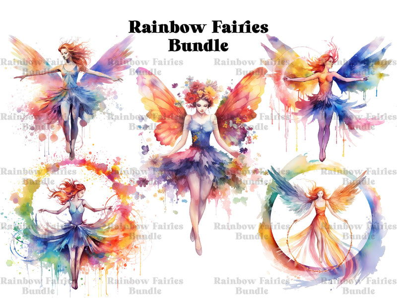 Rainbow Fairies Clipart - CraftNest