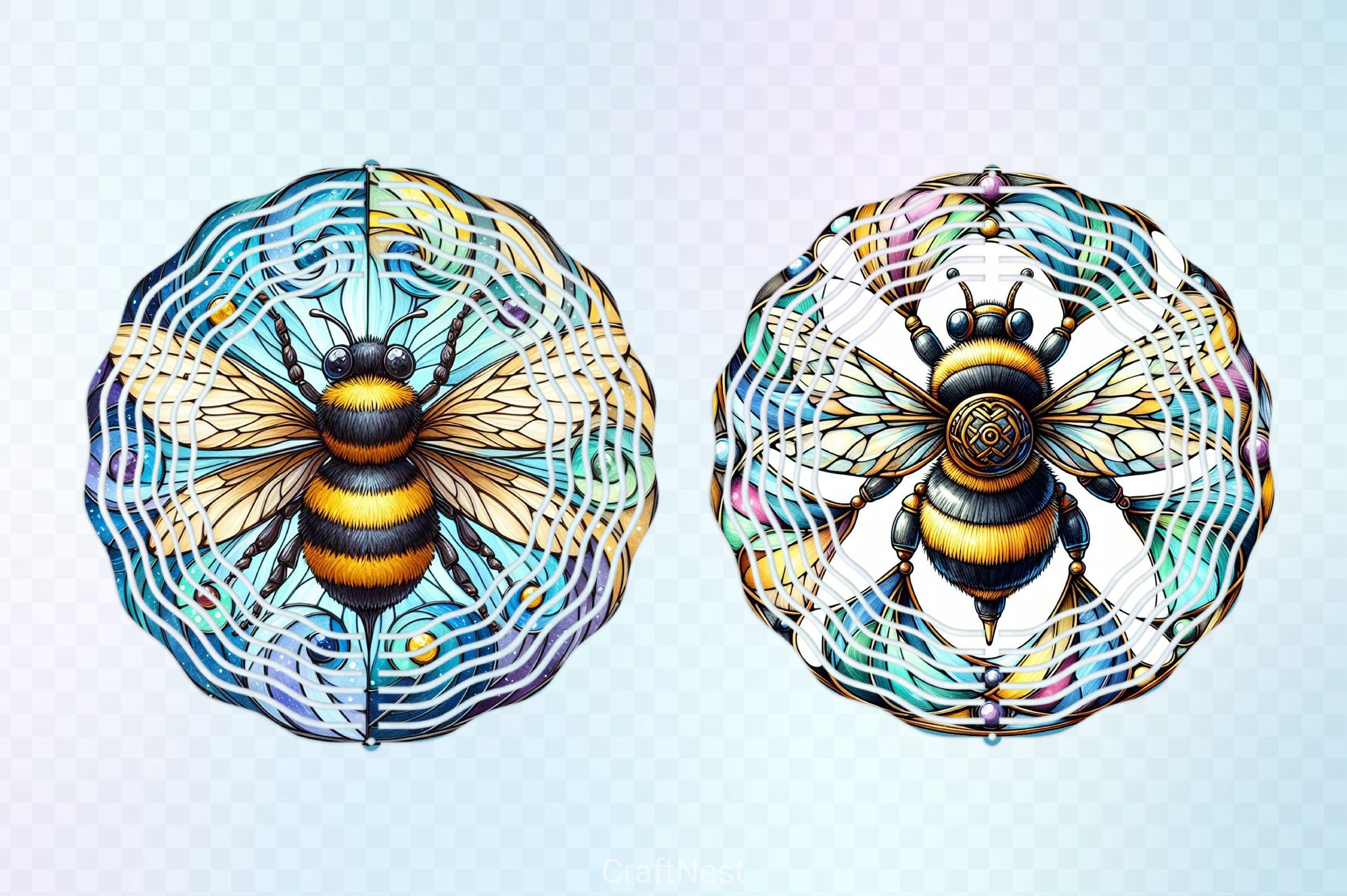 Stained Glass Bee Wind Spinner Clipart Bundle - CraftNest - Digital Crafting and Art