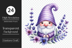 Lavender Gnome Clipart Bundle - CraftNest - Digital Crafting and Art