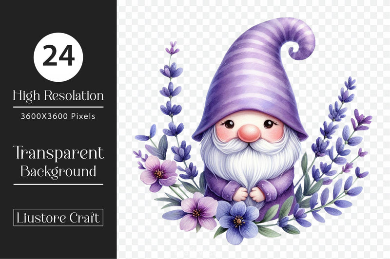 Lavender Gnome Clipart Bundle - CraftNest - Digital Crafting and Art