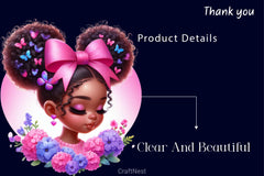 Cute Black Girl With Flower Clipart Bundle - CraftNest - Digital Crafting and Art