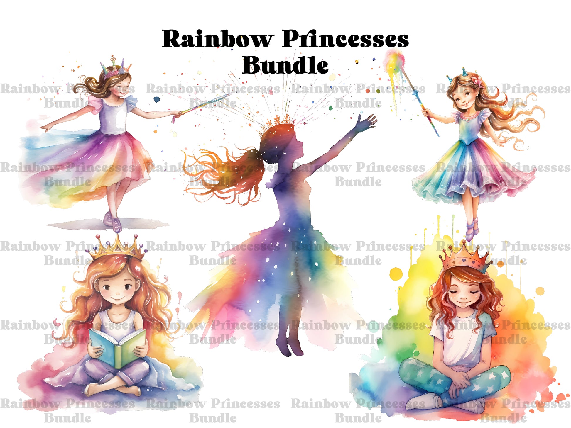 Rainbow Princesses Clipart - CraftNest