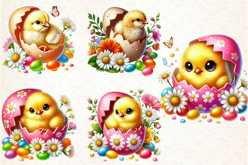 Spring Eggshell Chick Clipart Bundle - CraftNest - Digital Crafting and Art