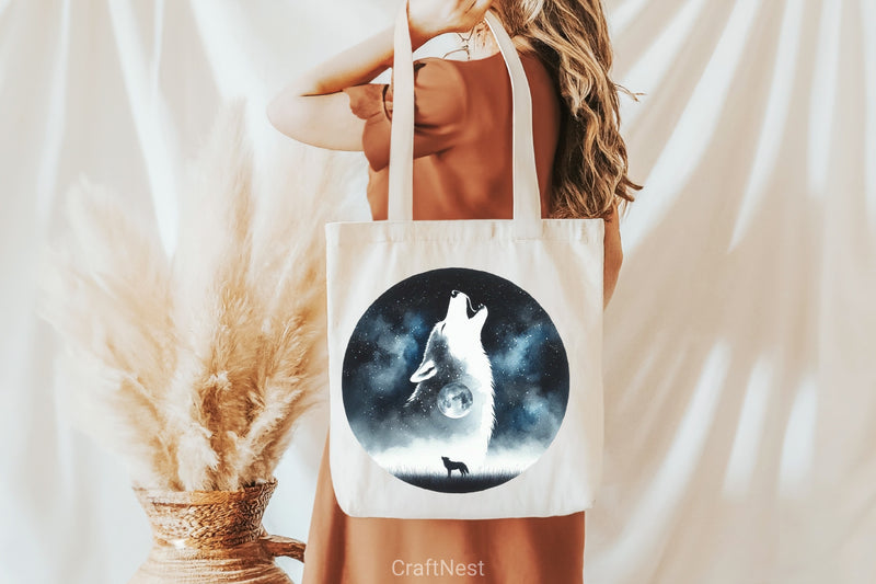 Moon Wolf Howling Clipart Bundle - CraftNest - Digital Crafting and Art