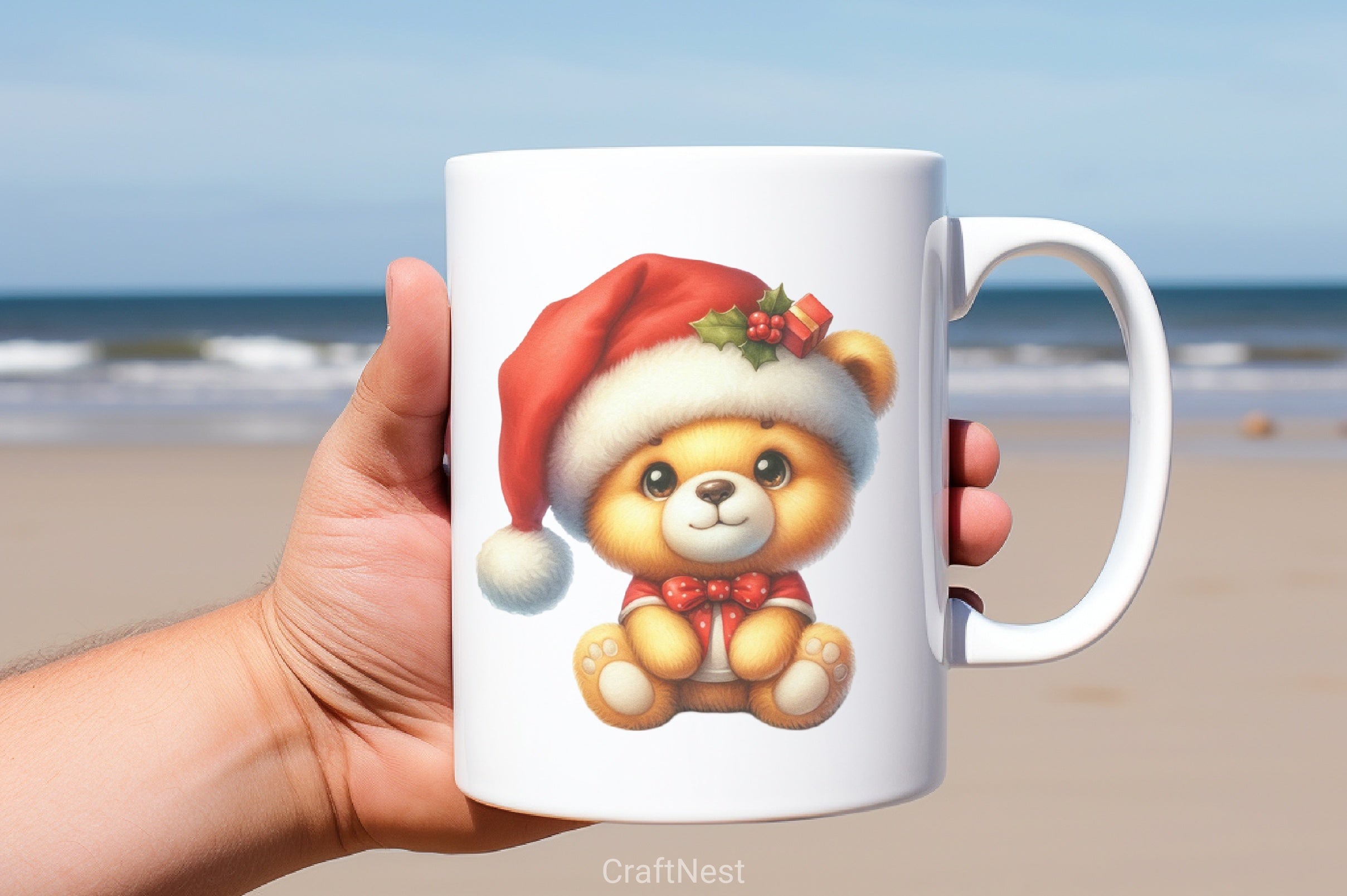 Yellow & Red Christmas Teddy Bear Clipart Bundle - CraftNest - Digital Crafting and Art
