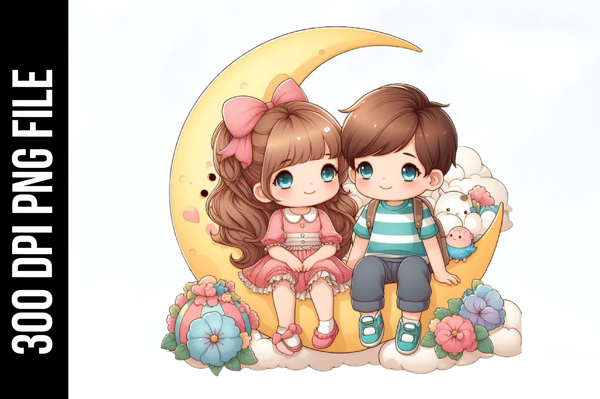 Boy & Girl Moon Clipart Bundle - CraftNest - Digital Crafting and Art