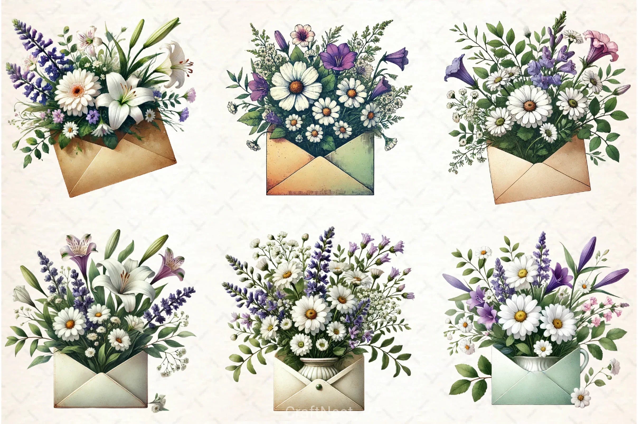 Spring Flowers & Envelope Clipart Bundle - CraftNest - Digital Crafting and Art