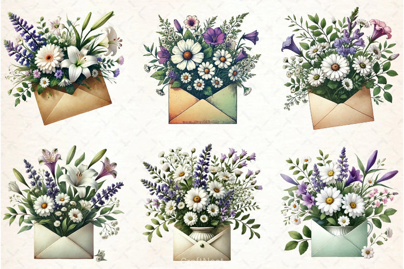 Spring Flowers & Envelope Clipart Bundle - CraftNest - Digital Crafting and Art