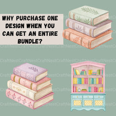 Books & Bookshelves Clipart Bundle - CraftNest - Digital Crafting and Art
