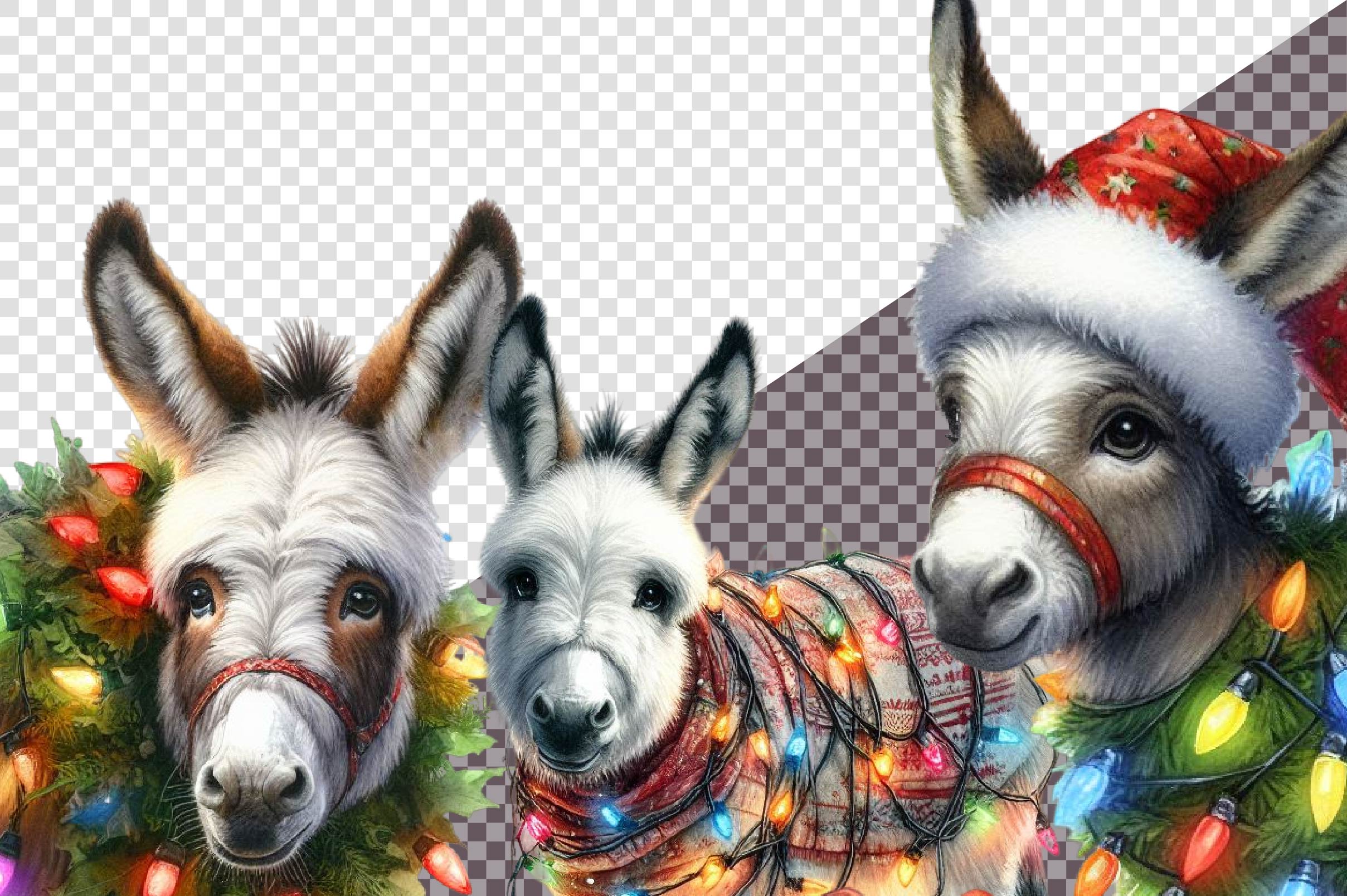 Christmas Donkey Clipart Bundle - CraftNest - Digital Crafting and Art